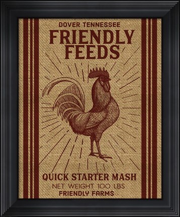Framed Friendly Feeds Rooster Print