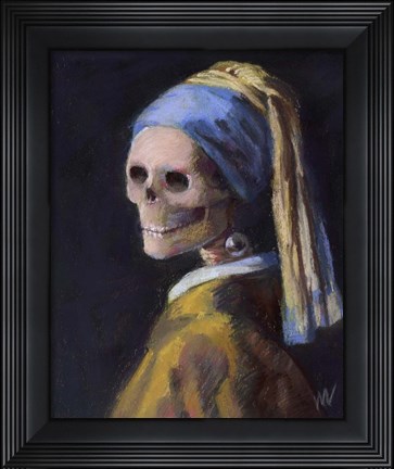 Framed Skelly with a Pearl Earring Print