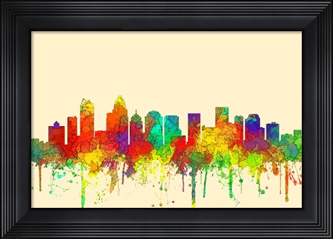 Framed Charlotte NC Skyline-SG Print