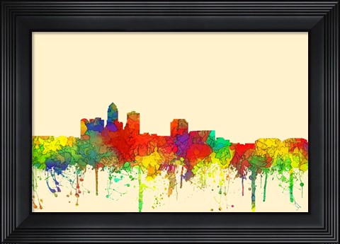 Framed Des Moines Iowa Skyline-SG Print