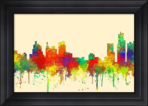 Framed Detroit Michigan Skyline-SG Print
