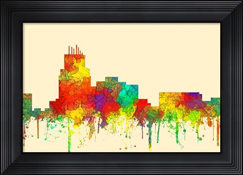 Framed Durham North Carolina Skyline-SG Print