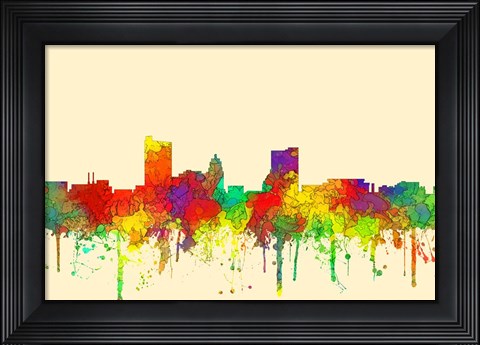 Framed Fort Wayne Indiana Skyline-SG Print