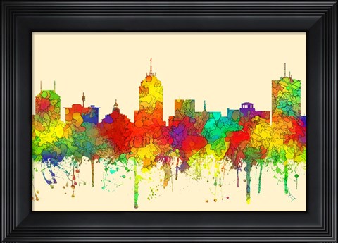 Framed Fresno California Skyline-SG Print