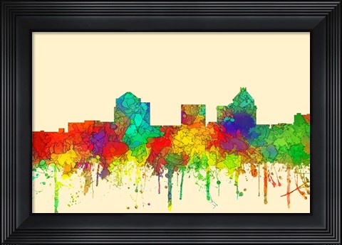 Framed Greensboro North Carolina Skyline-SG Print