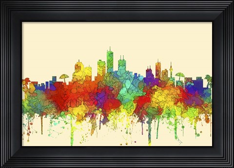 Framed Honolulu Hawaii Skyline-SG Print