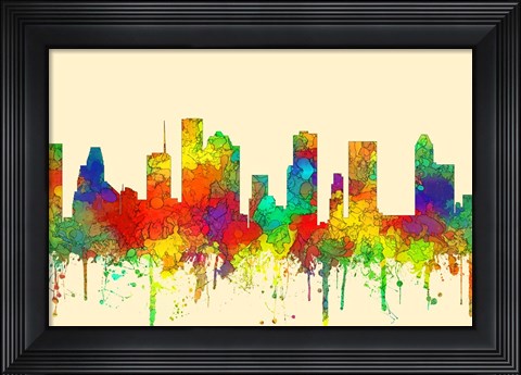 Framed Houston Texas Skyline-SG Print