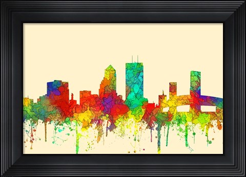 Framed Jacksonville Florida Skyline-SG Print