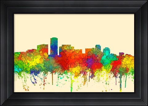 Framed Long Beach California Skyline-SG Print