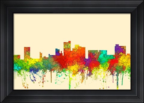 Framed Lubbock Texas Skyline-SG Print