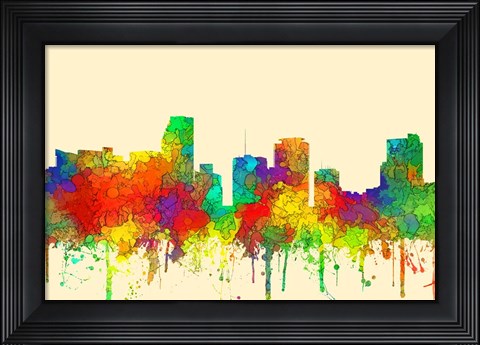 Framed Miami Florida Skyline SG Print