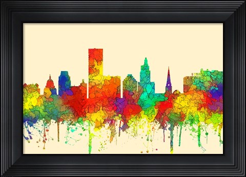 Framed Providence Rhode Island Skyline-SG Print