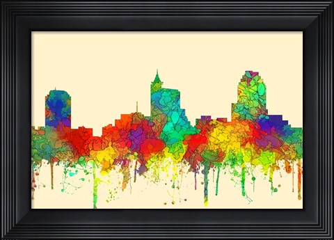 Framed Raleigh North Carolina Skyline-SG Print