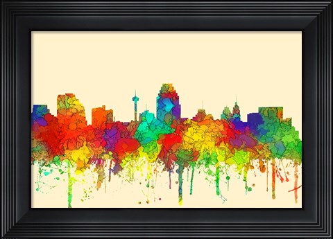Framed San Antonio Texas Skyline-SG Print