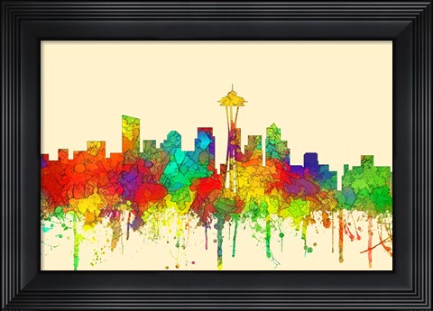 Framed Seattle Washington Skyline -SG Print