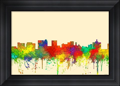 Framed Topeka Kansas Skyline SG Print