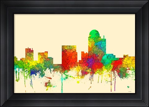 Framed Winston-Salem North Carolina Skyline SG Print