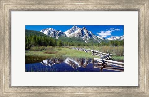 Framed McGown Peak Reflected on a Lake, Sawtooth Mountains, Idaho Print