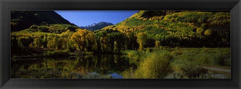 Framed Fall Colors Reflected in Water with Mountains in the Background, Colorado Print