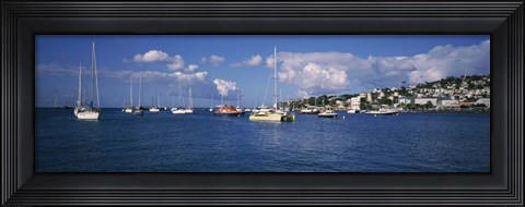 Framed Boats at a Harbor, Martinique, West Indies Print