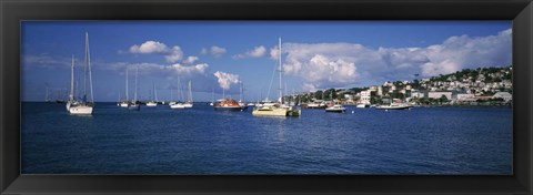 Framed Boats at a Harbor, Martinique, West Indies Print
