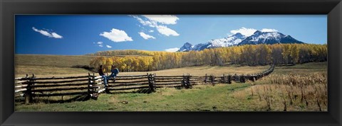 Framed View of the Last Dollar Ranch, Mount Sneffels, Colorado Print