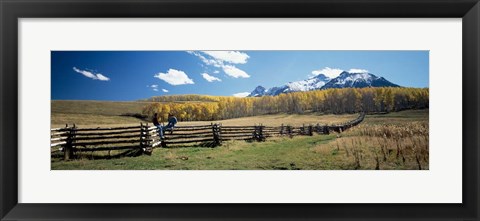 Framed View of the Last Dollar Ranch, Mount Sneffels, Colorado Print