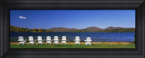 Framed Adirondack Chairs at Blue Mountain Lake, Adirondack Mountains, New York State Print