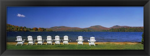 Framed Adirondack Chairs at Blue Mountain Lake, Adirondack Mountains, New York State Print