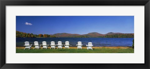 Framed Adirondack Chairs at Blue Mountain Lake, Adirondack Mountains, New York State Print