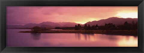 Framed Sunset at Lake Tekapo, South Island, Canterbury, New Zealand Print