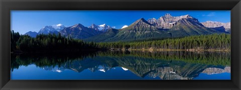 Framed Reflection of Mountains in Herbert Lake, Banff National Park, Alberta, Canada Print