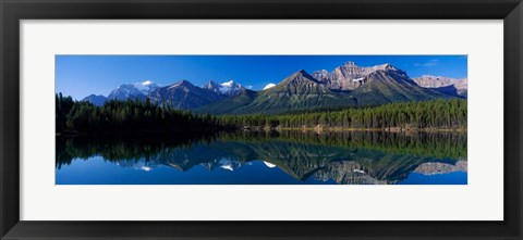 Framed Reflection of Mountains in Herbert Lake, Banff National Park, Alberta, Canada Print