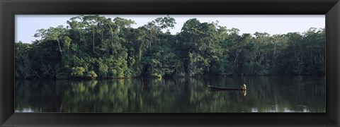 Framed Canoe in Napo River, Oriente, Ecuador Print