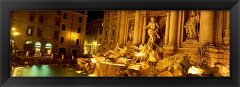 Framed Trevi Fountain at Night, Rome, Italy Print