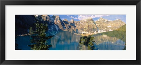 Framed Reflection of Trees in Water, Moraine Lake, Banff National Park, Alberta, Canada Print