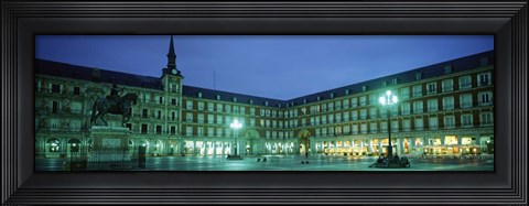 Framed Building Lit up at Dusk, Plaza Mayor, Madrid, Spain Print