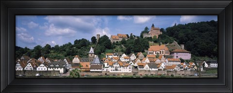 Framed Houses at the Waterfront, Necker River, Hesse, Germany Print