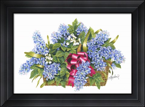 Framed Basket of Blue Print