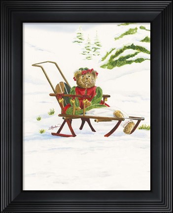 Framed Bears Sleigh Ride Print