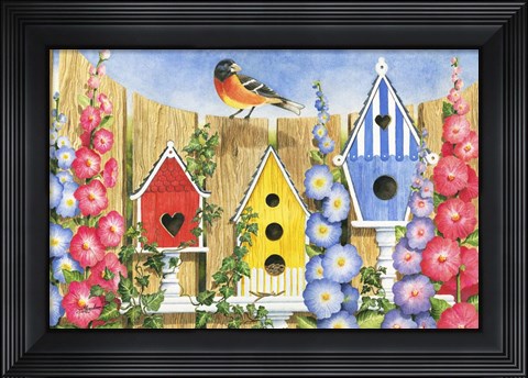 Framed Bird House Row Print