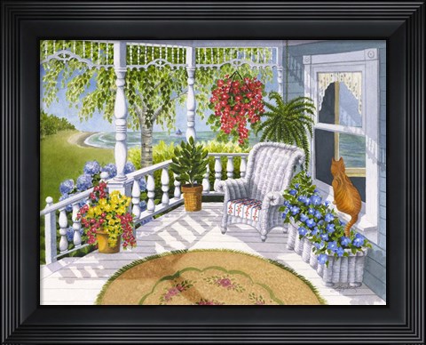 Framed Cottage by the Lake Print