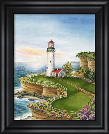 Framed Lighthouse Sunset Print