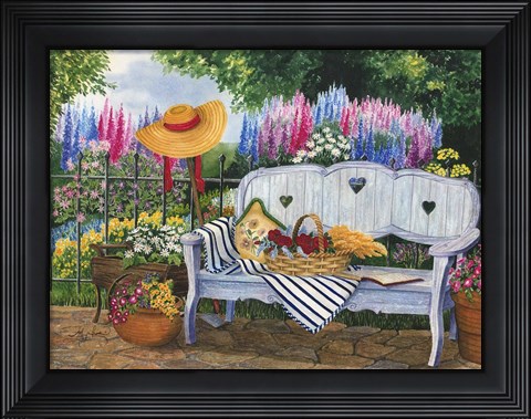 Framed Garden Bench Print