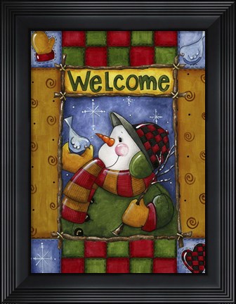 Framed Woodland Snowman Print