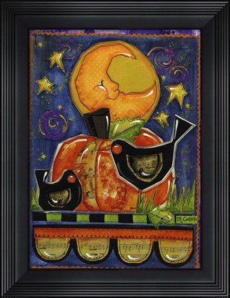 Framed Two Crows In The  Moonlight Print