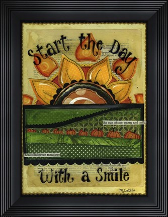 Framed Pumpkin Sunrise With Words Print