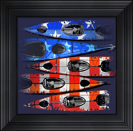 Framed Flag Kayaks Print