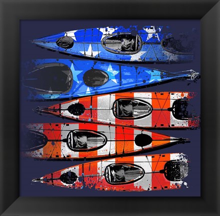 Framed Flag Kayaks Print