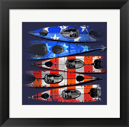 Framed Flag Kayaks Print